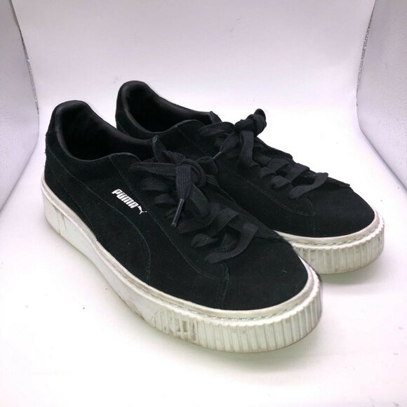 Puma Womens US 8 EU 38.5 Black Suede Platform Sneakers - Picture 2 of 9